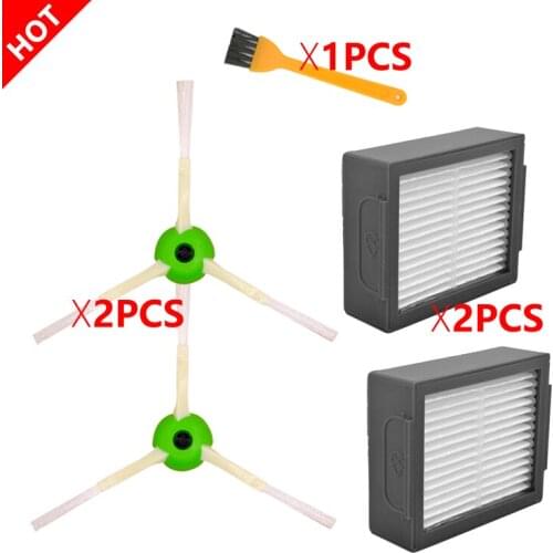 2*Hepa Filter + 2*Side Brush kit for iRobot Roomba i7 E5 E6 I Series Robot Vacuum Cleaner Replacement Spare Parts Accessories