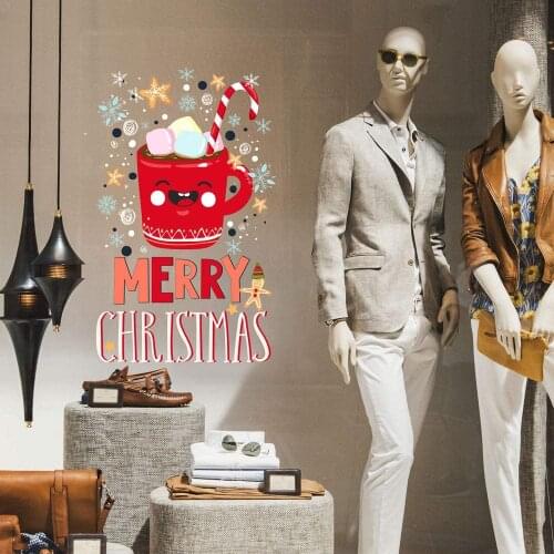 CRNT0052 window sticker Christmas 100% decoration for window shopping stores, without glue, repositionable and reusable at will