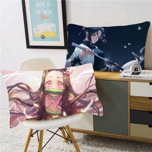Demon Slayer Pillowcase Kimetsu No Yaiba Printed Pillow Cover Anime Cartoon Cushion Cover Decorative Pillowcase 50x30cm