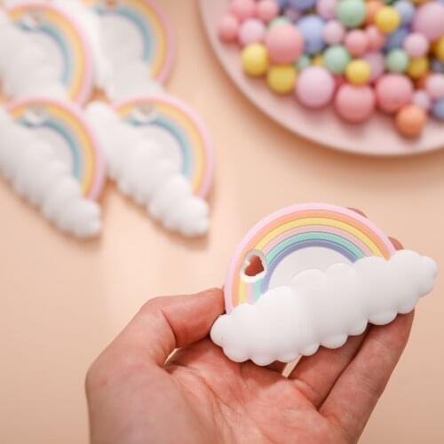 2021 New Silicone Teether Rainbow Clouds BPA Food Grade Teething Toy Infant Chewable Toys Gift for DIY Pacifier Chain