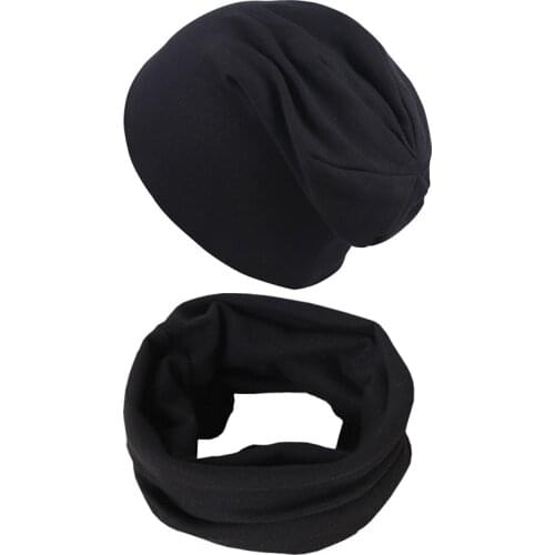 New Cotton Hat Cap Set Street Dance Boys Girls Cap Scarf Kids Beanie Solid Color Knitted Children Hat Scarf
