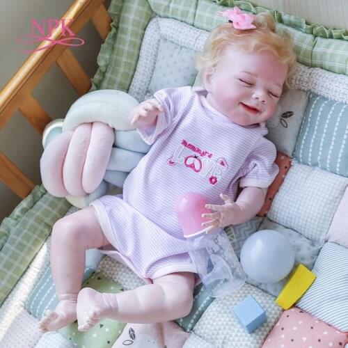 NPK 55CM bebe doll reborn newborn baby sleeping April full body silicone soft real touch collectible art doll high quality