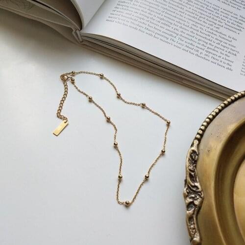 925 sterling silver round bead necklace gold fashion wild round bead chokers necklace for women gold jewelry for charms gift