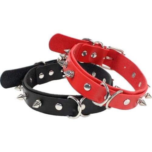 Fashion Leather Spike Collar Rivets Necklace Bijoux Metal Round Belt Buckle Choker Necklaces For Women Jewelry chunky necklace