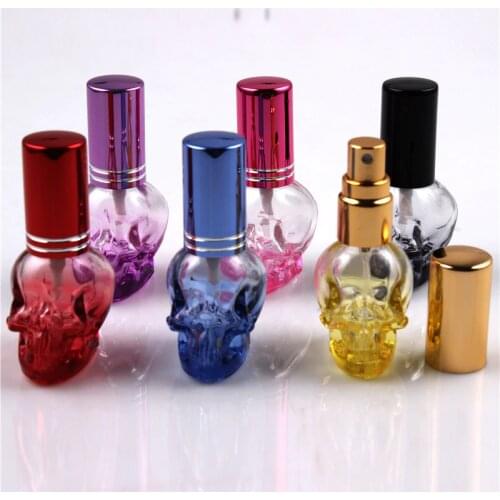 8ml Personality Skull Shape Refillable Portable Empty Glass Perfume Bottle Travel Mini Parfum Spray Bottles Free Shipping