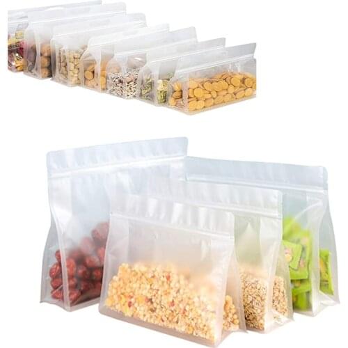 Transparent Stand Up Food Plastic Bag Resealable Zipper Thickened Snack Packaging Bags Food Storage Container Saver Sealing Bag