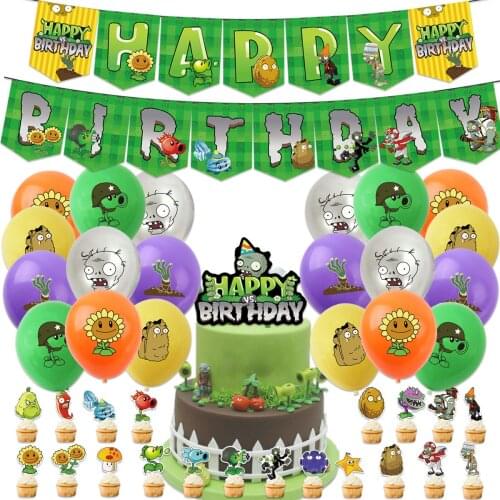 Plants Vs. Zombie Birthday Party Latex Balloon Toy Set Theme Banners Cake Kids Birthday Party Decoration Baby Shower Balloons