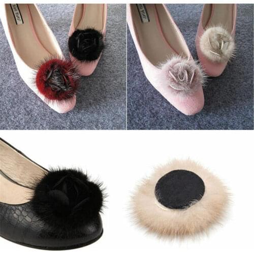 1pc Mink Fur Rose Flower Fluffy DIY Women Shoe Hat Decor Bridal Accessories 6CM