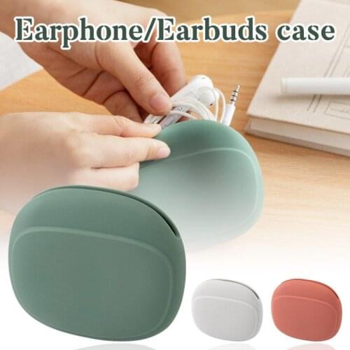 Silicone Carrying Case Portable Storage Bag Capable for Earphone Earbud Cable-3 Colors Storage Box