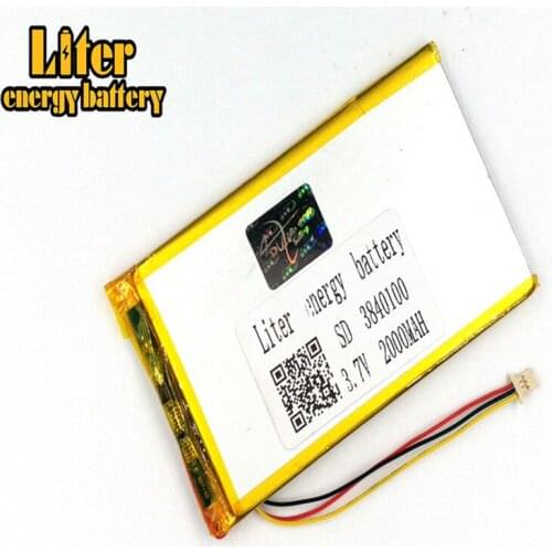 Plug 1.0-3P 3840100 3.7V 2000mah Lithium Polymer Battery for MP4 MP5 polymer rechargeable battery