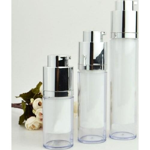 15ml rotate plastic airless bottle silver/gold for lotion/emulsion/serum/foundation/whitening essence liquid skin care packing