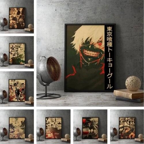 Japan High Popularity Anime Tokyo Ghoul Old Style Poster Retro Style Canvas Painting Poster Wall Art Picture for Home Decoration