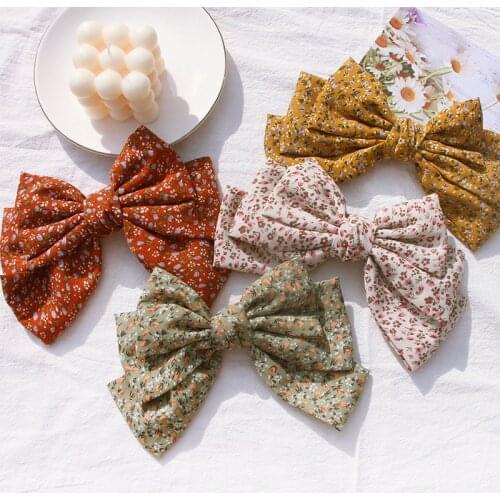Vintage Big Hair Bow Ties Hair Clips Floral Hairpins Girls Kids Cute Bowknot Hairpins Sweet Hair Accessories for Women