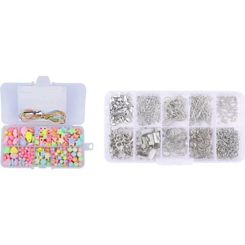 Clip Lobster Clasp Open Jump Ring Earring Hook Jewelry Making Supplies Kit with Small 10 Grid Childrens Beaded Toys