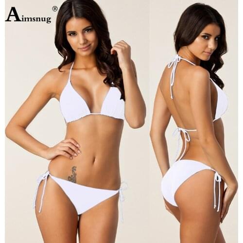 Women Pleated Bikini Sets Halter Fashion Swimsuit Sexy Bandage Two Pieces Swimwear 2021 Push Up Bathing Suits Femme Clothing