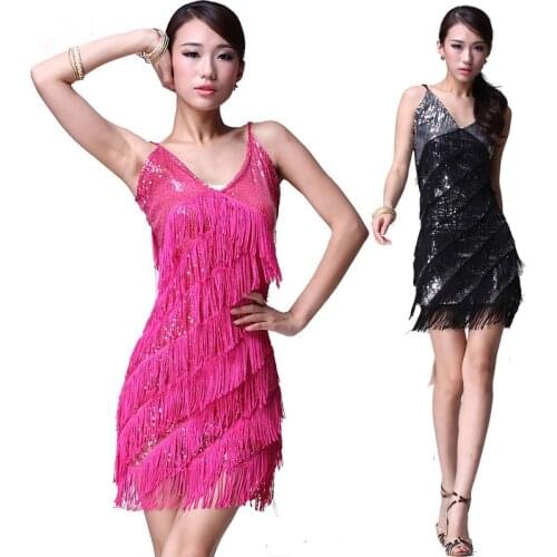 Womens Woman Dance Wear Women Latin Dress Women Latin Costume Dresses Fringe Dancewear Gold Color