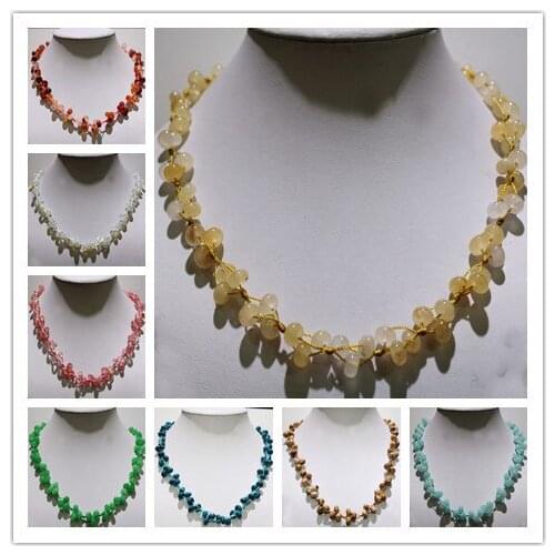 Natural tiger eye stone opal quartz crystal agates turquoises necklace handwork DIY jewelry necklace vintage style