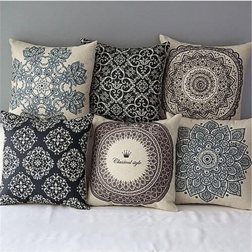 1Pc 45cm x 45cm Geometric Natural Linen Pillow Case Soft Throw Cover Waist Throw Pillowcases Home Decorative
