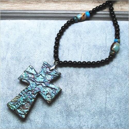 Stone charms men necklace Dragon Bone Stone material from Taiwan mine cross necklace for wedding evening party wearring