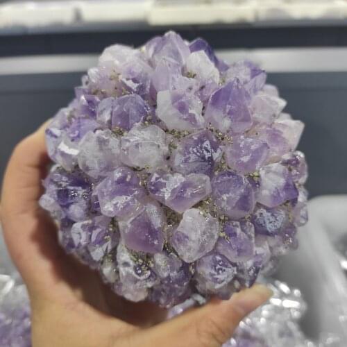 1pcs Natural Amethyst ball Raw Quartz Small Cluster Healing Reiki Stone Crystal Point Specimen Home Decor Raw Crystals Minerales