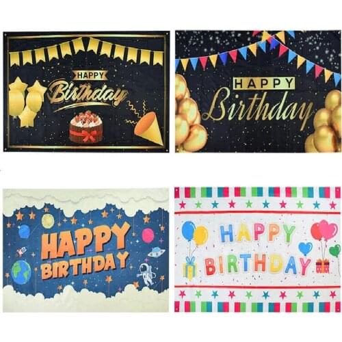 1Pc Polyester Colorful Happy Birthday Printing Hanging Background Silk Rope DIY Birthday Baby Shower Home Decor Hanging Supplies