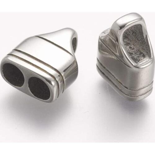 10pcs Stainless Steel Antique Silver Cord Ends Link For Leather Cord Bracelets Making Connector 13x11x6mm,Hole: 4mm and 4x5mm F5