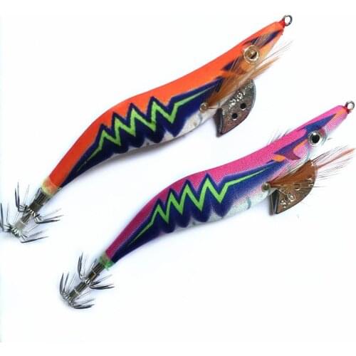 10Pcs Squid Jigs 3.5# Wood Shrimp Artificial Jigging Squid Hook Trout Fishing Lure Fishing Tackle Squid Lure