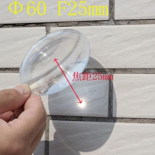 2pcs 60mm Diameter Round Plastic Fresnel Condensing Lens Focal Length 25mm for Plane Magnifier,Solar Concentrator