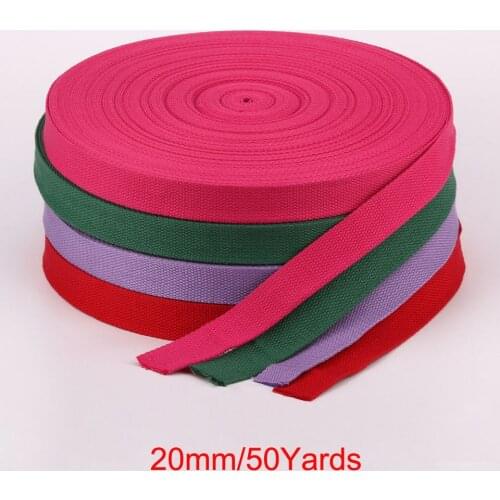 20mm 50 Yards Cotton Canvas Webbing Strap for Backpack 1.5mm Thickness Bias Tape Bag Strap Sewing Ribbon 19 Colors