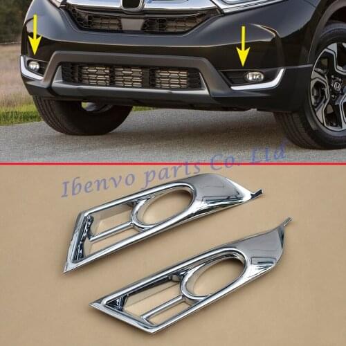 Car Styling Bright Glossy Chrome Fog Light Cover For Honda CRV 5th 2017 2018 CR-V Front Lamp Overlay Moulding Parts Accessories