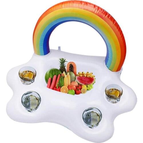 Rainbow Cloud Drink Holder Beverage Pool Float For Pool Party Summer Party Bucket Beer Drinking Cooler Table Inflatable Bar Tray