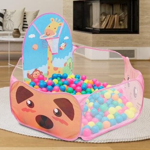 Kids Tent Baby Playpen Dry Pool With Basketball Hoop Balloon Toys Indoor Outdoor Foldable Cartoon Tent Play House Toy