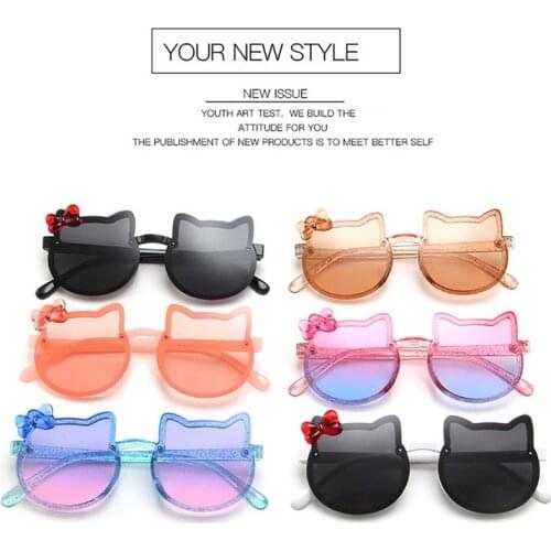 Kids Sunglasses Girls Boys Shiny Bowknot vintage retro Sun Glasses Lovely Cat Children Eyewear Fashion Gradient Eyeglasses UV400
