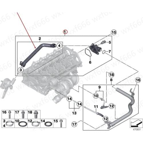 Cylinder head water pipe Three-way water pipe 118b mw316 Connector Coolant water pipe Cylinder water pipe Thermostat water pipe