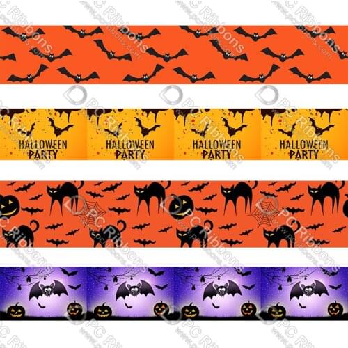 Custom bat Halloween printed grosgrain& foe DIY handmade materials Halloween wedding gift wrap tape ribbons 50 yards