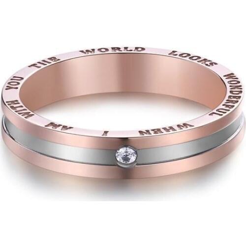 YMS R207 Ring 2020 Trend Romantic Stainless Steel Couple Rings For Men Rose Gold Inlaid Zircon Jewelry Width 4mm
