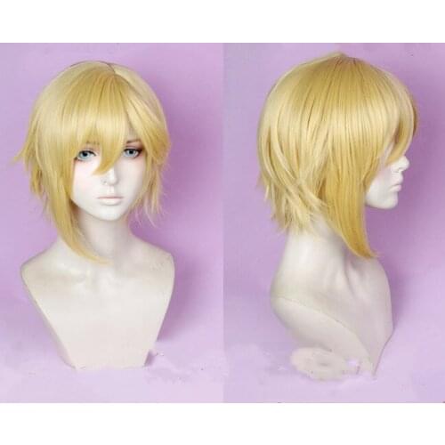 Anime Ensemble Stars Nito Nazuna Short Golden Synthetic Cosplay Costume Wig + Wig Cap