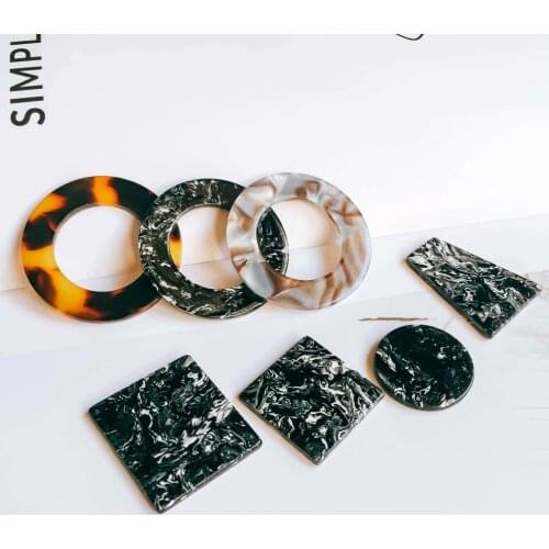 Round Circle Ring Square Resin Plastic Acetic Acid Eardrop Diy Material Pendant Necklace Earring Charms Jewelry Component 4pcs