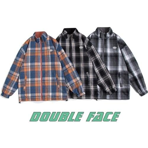 Youthful Vitality Double Face Plaid Jacket 2021 New Arrival Hip Hop Male Korean Fashions All-match Stand Collar Windbreaker 5xl