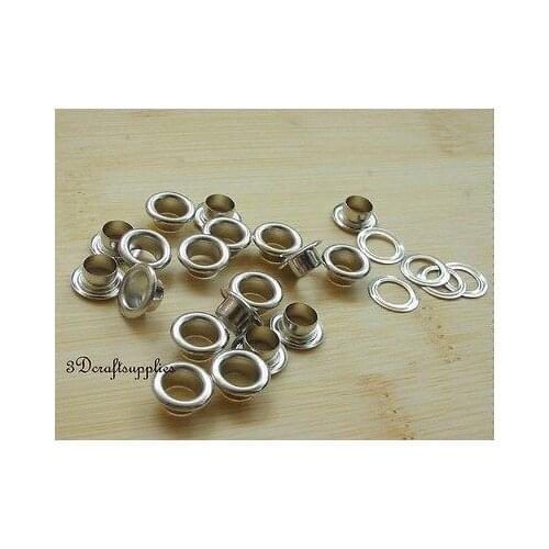 Eyelets metal with washer grommets nickel round 100 sets 4 mm i44