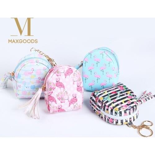 Cute Flamingo Bag Shaped Keychain Coin Purse Zipper Small Wallet Personalized Keychain Handbag Purse Pendant Fashion Jewelry