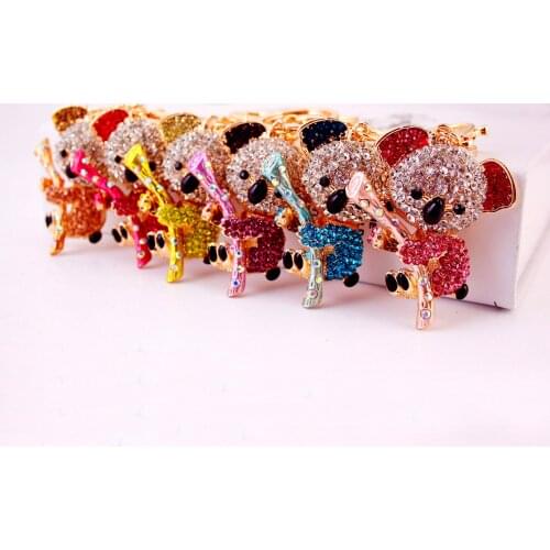 Fashionable cute animal keychain series Australian Koala car keychain creative inlaid rhinestone Koala bear metal pendant gift