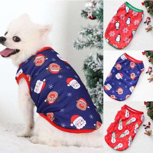 Cartoon Warm Dog Clothes Christmas Style Pet Vests Cute Printed Pet Clothing Small Medium Dogs Vest Winter Costume Pet Supplies