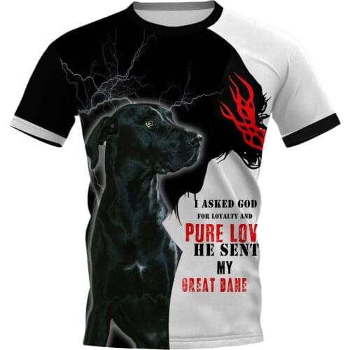 CLOOCL Mens T-shirt Animal Great Dane 3D Print Dog Black Lightning Tee Shirt Clothing Unisex Short Sleeve Tops Drop Shipping