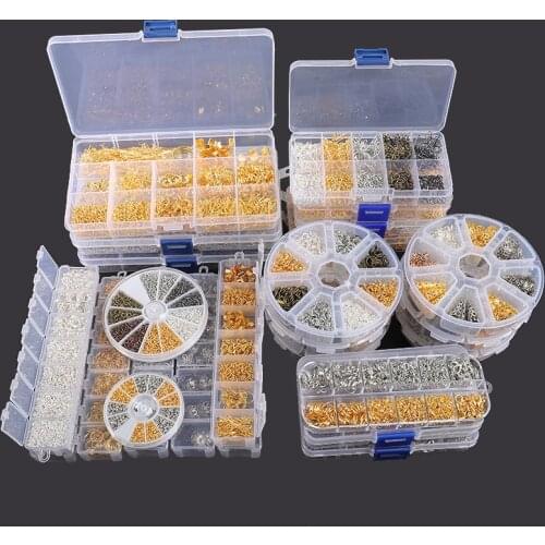 DIY Jewelry Findings Set Copper Wire Open Jump Rings Lobster Clasp Clip Buckle Earring Hooks Jewelry Making Supplies Kit