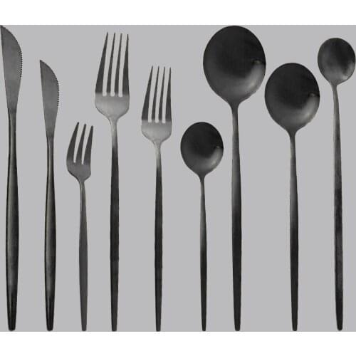 4Pcs Matte Black Cutlery Set Stainless Steel Flatware Set Kitchen Silverware Steak Tableware Dinnerware Spoon Fork Knife Set