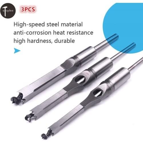 3Pcs 5/16 3/8 1/2 Woodworking Square Hole Drill Bits Wood Mortising Chisel Set Mortise Chisel Bit Kit Woodworking Hole Saw Bit