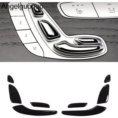Angelguoguo Black Car Seat Adjust Button Cover sticker for Mercedes Benz E class W213