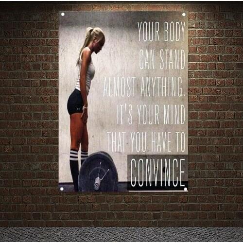 Stadium Gym Wall Decor Tapestry 4 Grommets Custom Flag Man Body Building Workout Banner Wall Hanging Inspirational Poster F6