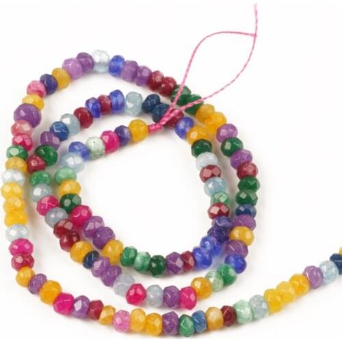 Bulk Wholesale 2-4mm Colorful Faceted Flat Jades Beads Natural Stone Round Loose for Jewelry Making Accessories Bracelet DIY
